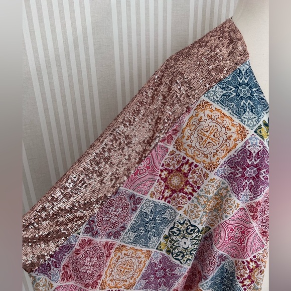 Anthropologie White & Pink Draped Kimono Shawl Paisley & Sequins 1 Size NEW - Picture 4 of 6